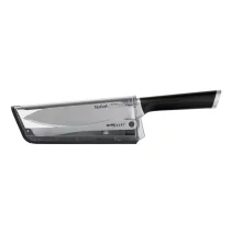 Cutitul bucatarului cu suport de ascutire Tefal Ever Sharp K2569004, 16.5 cm, Tehnologie Dual Pivot, Otel german, Negru