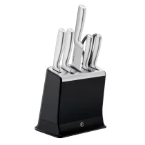 Set de 6 piese si suport Tefal Eversharp Pro K2977S44, Inox german, Sistem de ascutire integrat, Negru/Argintiu