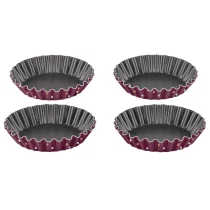  - Set 4 forme pentru copt briose si tarte Tefal PerfectBake J5558102, 11 cm, Invelis antiaderent, Aluminiu reciclat, Negru - 1