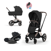 Carucior 3 in 1 pentru copii Cybex Priam Style, cu landou si scoica Cloud T Plus