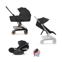 Carucior 3 in 1 pentru copii Cybex Coya Comfort, compact, premium, cu scoica Cloud T Plus
