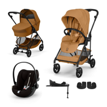 Carucior 4 in 1 Cybex Melio Carbon pentru copii, cu landou, scoica auto Cloud G si baza G
