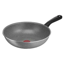 Casa si Curatenie - Tigaie Wok Tefal Cook Natural 28cm, Mineralia, indicator Thermo-Signal, Gri - 1