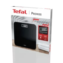 Προσωπική φροντίδα - Ζυγαριά μπάνιου Tefal Premiss PP1800V0, 160 kg, ακρίβεια 100g, γυάλινη πλατφόρμα 30x30 cm, εξαιρετικά λεπτός σχεδιασμός, μαύρο - 2