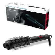 Perie cu aer cald Rowenta x Karl Lagerfeld Powerbrush UB572LE0, 55W, Generator de ioni, Invelis ceramic, Negru-Rosu