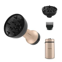 Лична грижа - Rowenta Curl Harmony 3 в 1 сешоар CV7D30E0, 700W, йонен генератор, 2 скорости, чанта за носене, кремаво-черен - 1