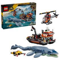 Jucarii / LEGO - LEGO Jurassic World Un Mosasaurus ataca o barca 77983, 703 piese, 7+ ani, Set de constructie si aventura marina - 1