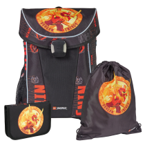 Set 3 Piese LEGO Ninjago Dragon Energy Easy Light 20302-2502, Ghiozdan Scolar, Penar Echipat si Sac Sport