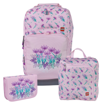 Set 3 Piese Ghiozdan si Rechizite LEGO Flori 20254-2506, Spate Ergonomic, Sac Sport si Penar Incapator