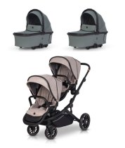 Carucior dublu pentru copii Cavoe Avec, 2 in 1, cu landou, multifunctional